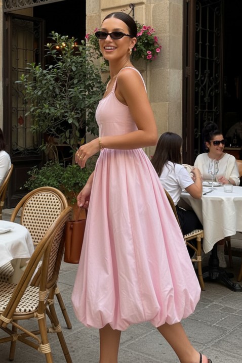 AVALIA PINK pasztell árnyalatú ballon midi ruha, Szín: rózsaszín, IVET.HU - A te online butikod.