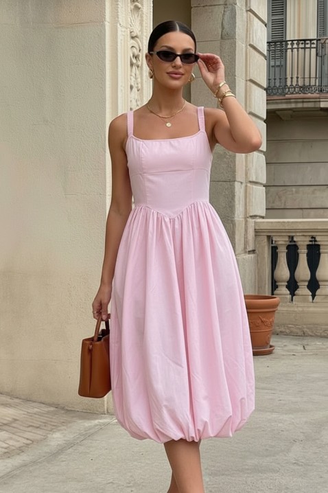 AVALIA PINK pasztell árnyalatú ballon midi ruha, Szín: rózsaszín, IVET.HU - A te online butikod.
