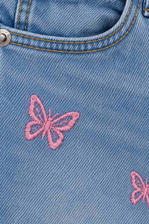 SHARINA női farmer rövidnadrág hímzéssel és dekoratív szegéllyel, Szín: denim, IVET.HU - A te online butikod.