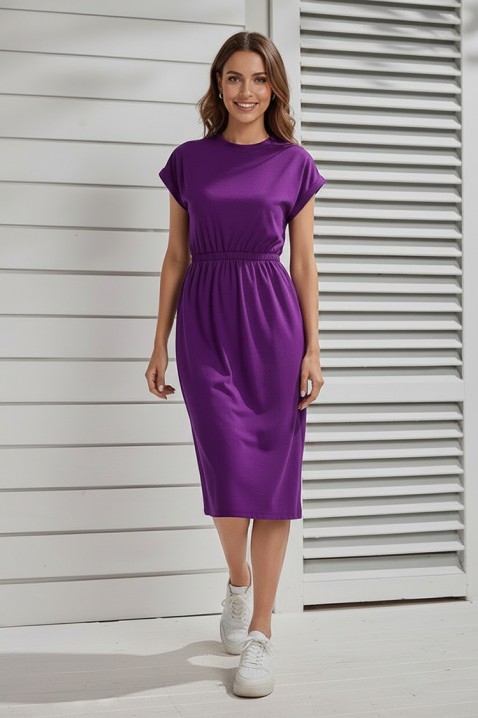 CALIMBRIA PURPLE midi ruha rövid ujjal és rugalmas derékkal, Szín: lila, IVET.HU - A te online butikod.