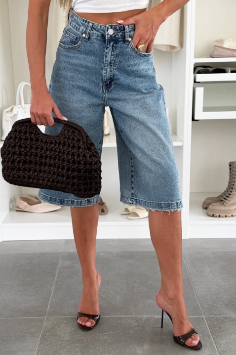 TELARIANA női farmer rövidnadrág térd alattig érő, Szín: denim, IVET.HU - A te online butikod.