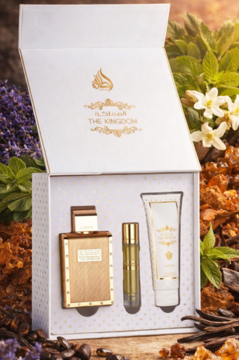 Lattafa The Kingdom Men EDP 100 ml + EDP 12 ml + tusfürdő 100 ml férfi arab szettIVET.HU - A te online butikod.