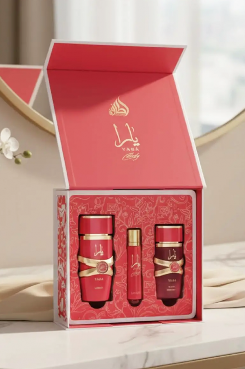 Lattafa Yara Candy EDP 100 ml + 12 ml EDP + hajpermet 50 ml női arab szettIVET.HU - A te online butikod.
