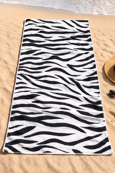 ADELIANA állatmintás strandtörölköző 100×180 cm, Szín: fekete és fehér, IVET.HU - A te online butikod.