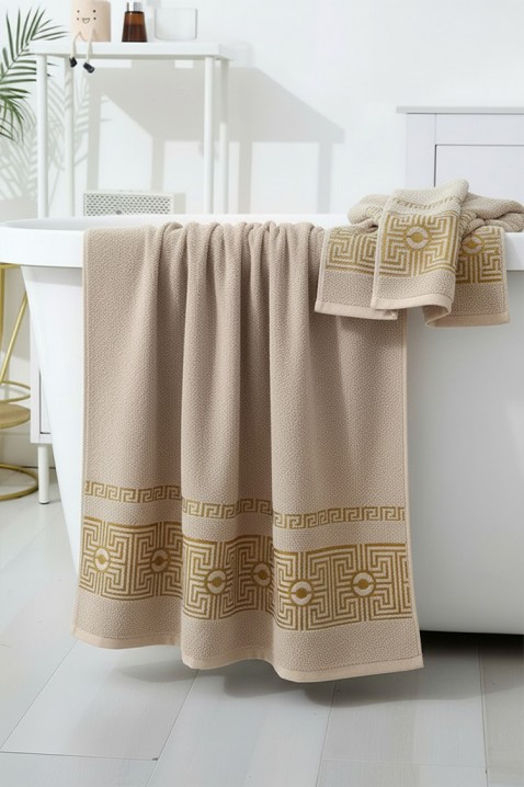 HAVLIANA BEIGE dekoratív szegéllyel, puha textúrával 70x140 cm frottír törölköző, Szín: bézs, IVET.HU - A te online butikod.