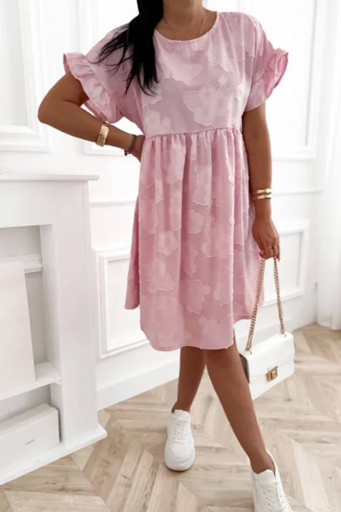 MAJESTICA PINK bő, rövid ruha virágmintával, zsebekkel és hangsúlyos ujjal, Szín: rózsaszín, IVET.HU - A te online butikod.