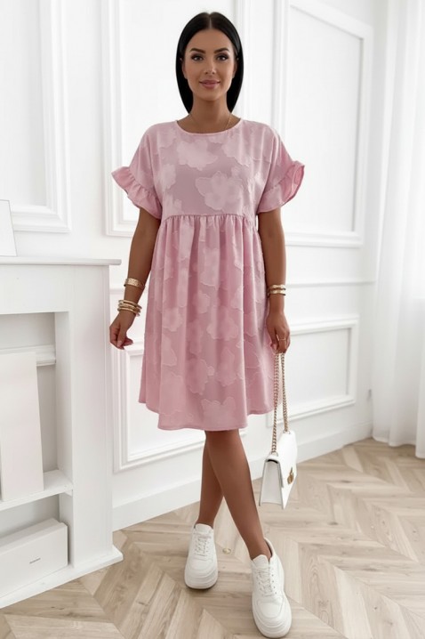 MAJESTICA PINK bő, rövid ruha virágmintával, zsebekkel és hangsúlyos ujjal, Szín: rózsaszín, IVET.HU - A te online butikod.