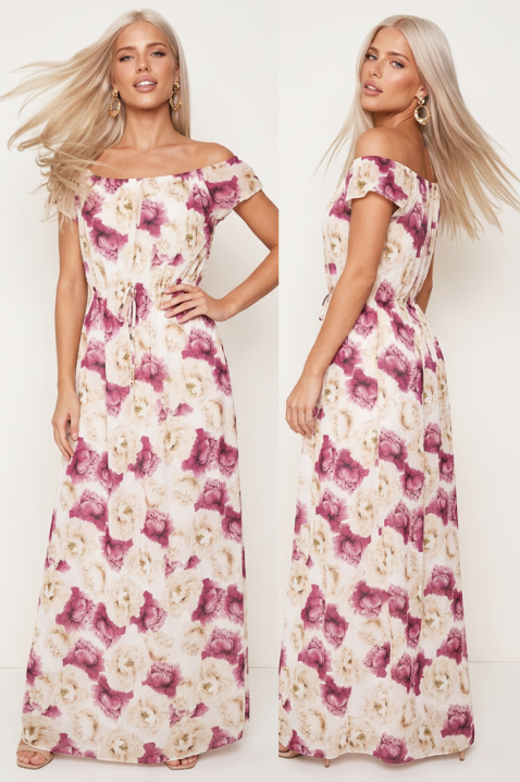 Floral off-shoulder ruha hangsúlyos derékkal OLIVETE, Szín: multicolor, IVET.HU - A te online butikod.