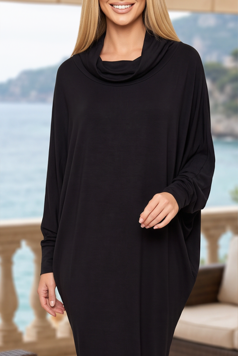 JEDYNA BLACK sportos-elegáns, denevérujjú, midi ruha, Szín: fekete, IVET.HU - A te online butikod.