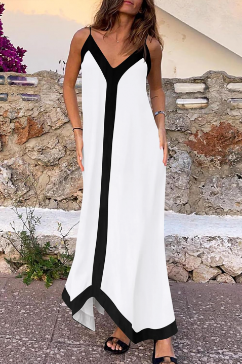 HRISIENA laza szabású maxi ruha kontrasztos szegéllyel, Szín: fehér, IVET.HU - A te online butikod.