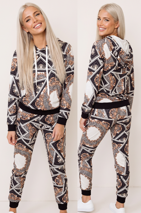 RAMITIA BLACK sportos-elegáns női szett kapucnival és dekoratív mintával, Szín: multicolor, IVET.HU - A te online butikod.