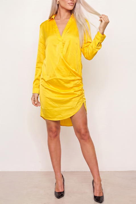 BLUMINA YELLOW rövid, látványos átlapolású ruha, Szín: sárga, IVET.HU - A te online butikod.
