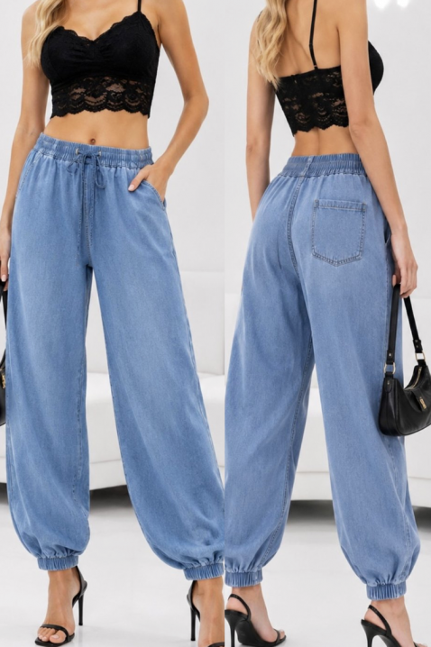 LEMASIANA stílusos farmer jogger nadrág elasztikus derékkal és tökéletes szabással, Szín: denim, IVET.HU - A te online butikod.
