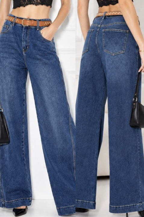 LYRIS magas derekú, modern szabású, bő szárú női farmernadrág, Szín: denim, IVET.HU - A te online butikod.
