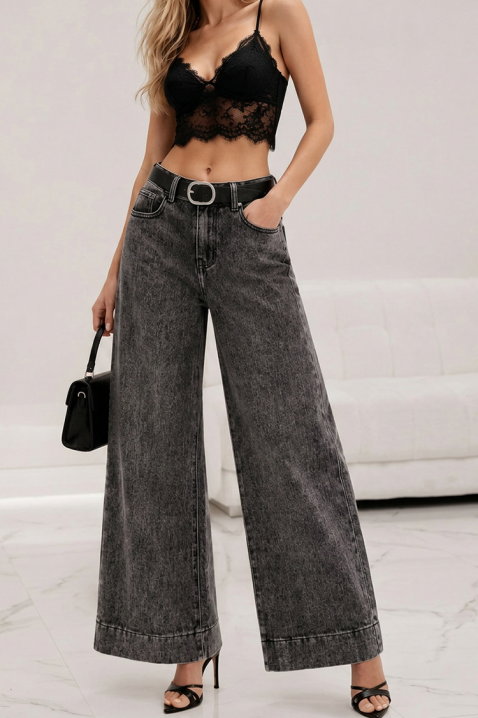 LERENE magas derekú, bő szárú női farmernadrág sötét denim kivitelben, Szín: denim, IVET.HU - A te online butikod.
