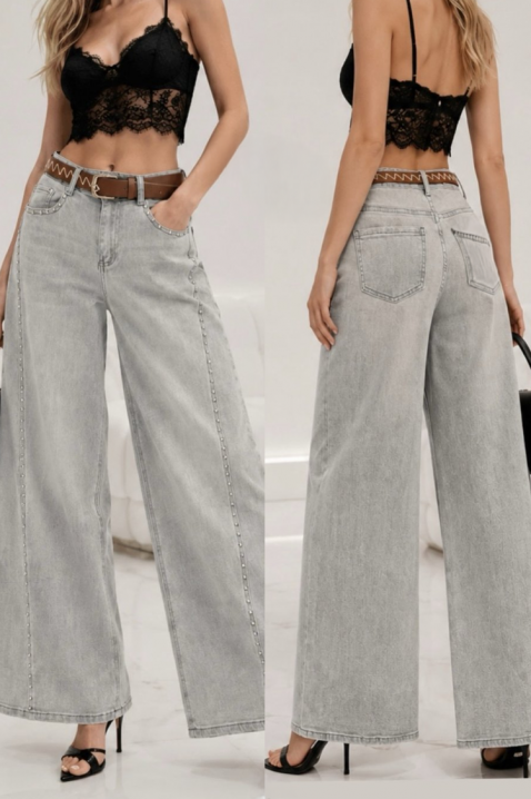 LIEZORA magas derekú, bő szárú női farmernadrág – világos farmer, Szín: denim, IVET.HU - A te online butikod.