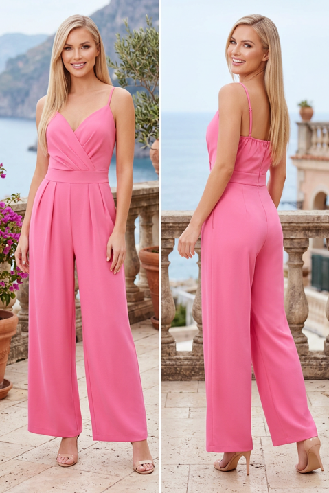 SAVORENA PINK hosszú, átlapolt dekoltázsú, vékony pántos overall, Szín: rózsaszín, IVET.HU - A te online butikod.