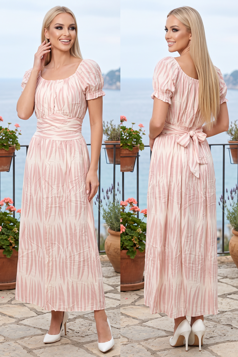 SOREVITA PINK maxi ruha puffos ujjal és művészi mintával, Szín: rózsaszín, IVET.HU - A te online butikod.