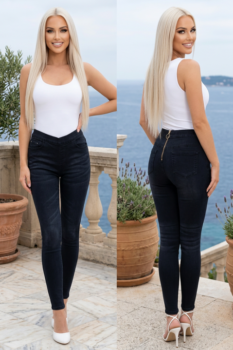 PRUDANS BLACK magas derekú női farmernadrág látványos cipzárral, Szín: denim, IVET.HU - A te online butikod.