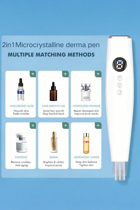 DERMA PEN elektromos arckezelő készülék masszázs funkcióval és LED fénnyel, 9 intenzitási fokozattal, Szín: fehér, IVET.HU - A te online butikod.