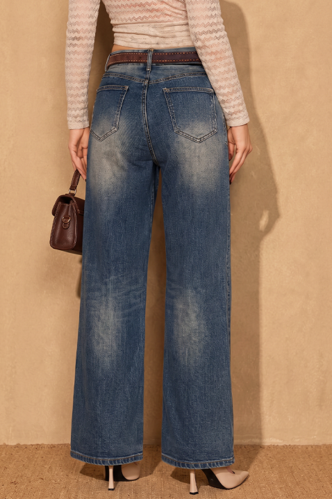 REVISTA magas derekú, övvel ellátott, koptatott hatású női farmernadrág, Szín: denim, IVET.HU - A te online butikod.