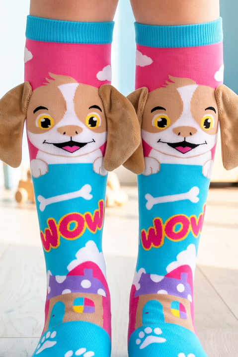 PUPPY PAW térdig érő gyerek zokni 3D kutyus mintával és puha fülekkel, Szín: multicolor, IVET.HU - A te online butikod.