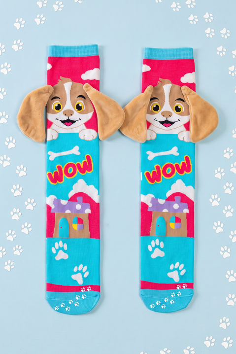 PUPPY PAW térdig érő gyerek zokni 3D kutyus mintával és puha fülekkel, Szín: multicolor, IVET.HU - A te online butikod.