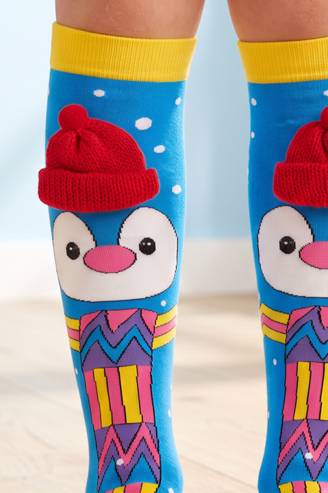 PINGUI HAT 3D pingvines, sapkás gyerek térdzokni, Szín: kék, IVET.HU - A te online butikod.