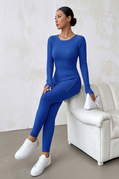 LARTONDA BLUE praktikus női szett: hosszú, testhezálló felső és magas derekú leggings, Szín: kék, IVET.HU - A te online butikod.