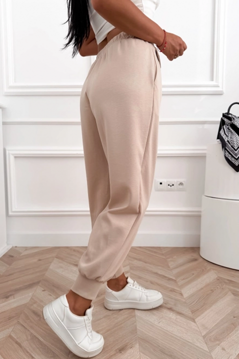 AMARIATA BEIGE sportos-elegáns, magas derekú nadrág elasztikus mandzsettával, Szín: bézs, IVET.HU - A te online butikod.