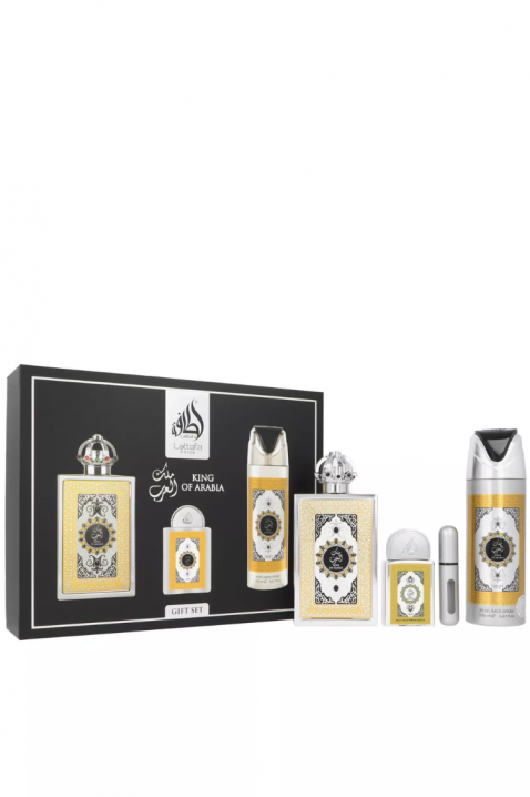 Férfi arab ajándékszett Lattafa King Of Arabia Edp 100 ml + Edp 20 ml + Dezodor 200 mlIVET.HU - A te online butikod.