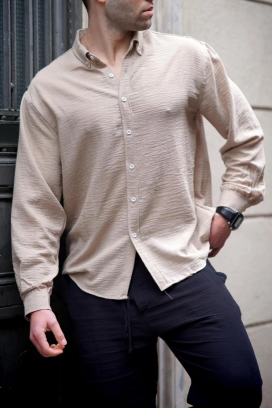 REVOLZO BEIGE férfi ing