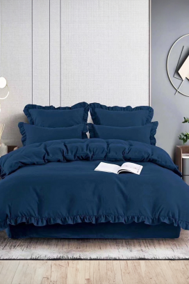 CANVELA NAVY 160x200 cm pamut ágyneműgarnitúra - 4 darabos