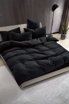 SOLPESA BLACK 4 darabos pamut ágyneműgarnitúra 200x220 cm