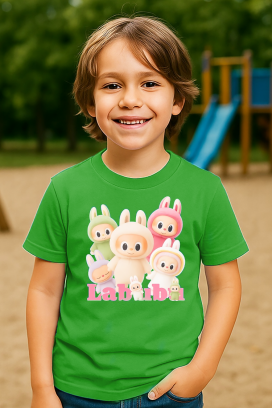 LABUBU KIDDY GREEN gyermek poló