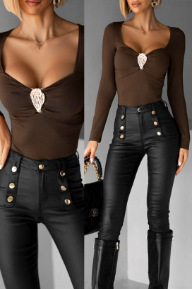 NELVORNA BROWN body-blúz