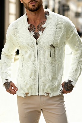 OLZERO ECRU férfi kardigán