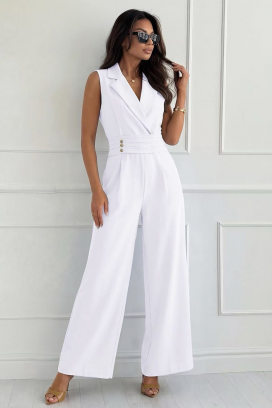SELESTE WHITE elegáns overál hajtókával, arany gombokkal