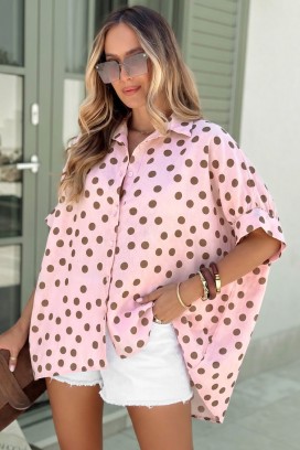 DOTINZA PINK divatos női pöttyös blúz