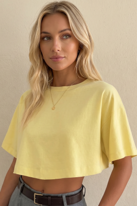 VITAMA YELLOW női rövid póló minimalista dizájnnal