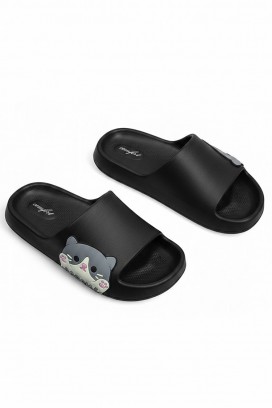 KEYTINA BLACK női papucs cica mintával
