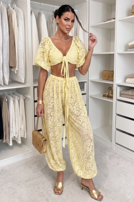ARAMONIA YELLOW elegáns csipkés női szett