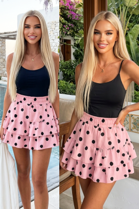 DOTELIANA PINK rövid pöttyös szoknya fodros