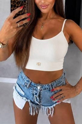 FAMERIA WHITE női rövid, testhezálló body vékony pántokkal
