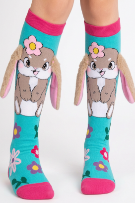 AQUA BUNNY 3D nyuszis, puha fülecskékkel díszített gyerek térdzokni