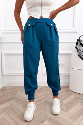 AMARIATA BLUE sportos-elegáns, magas derekú nadrág rugalmas mandzsettával