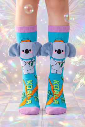 HAPPY KOALA 3D koala mintás, puha fülekkel díszített gyerek térdzokni